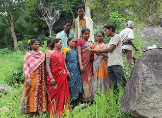 Adivasi women training in using GPS for FRA mapping