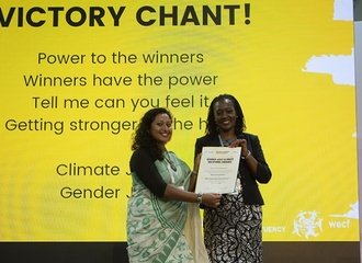 Bhavya George receives the GJCS award at COP27_Photo by Keystone Foundation